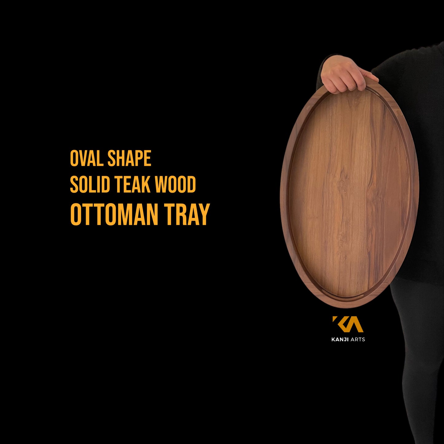 Ottoman tray Drink tray, Serving tray, Wood tray with handles, Oval wood tray, Sofa wooden tray