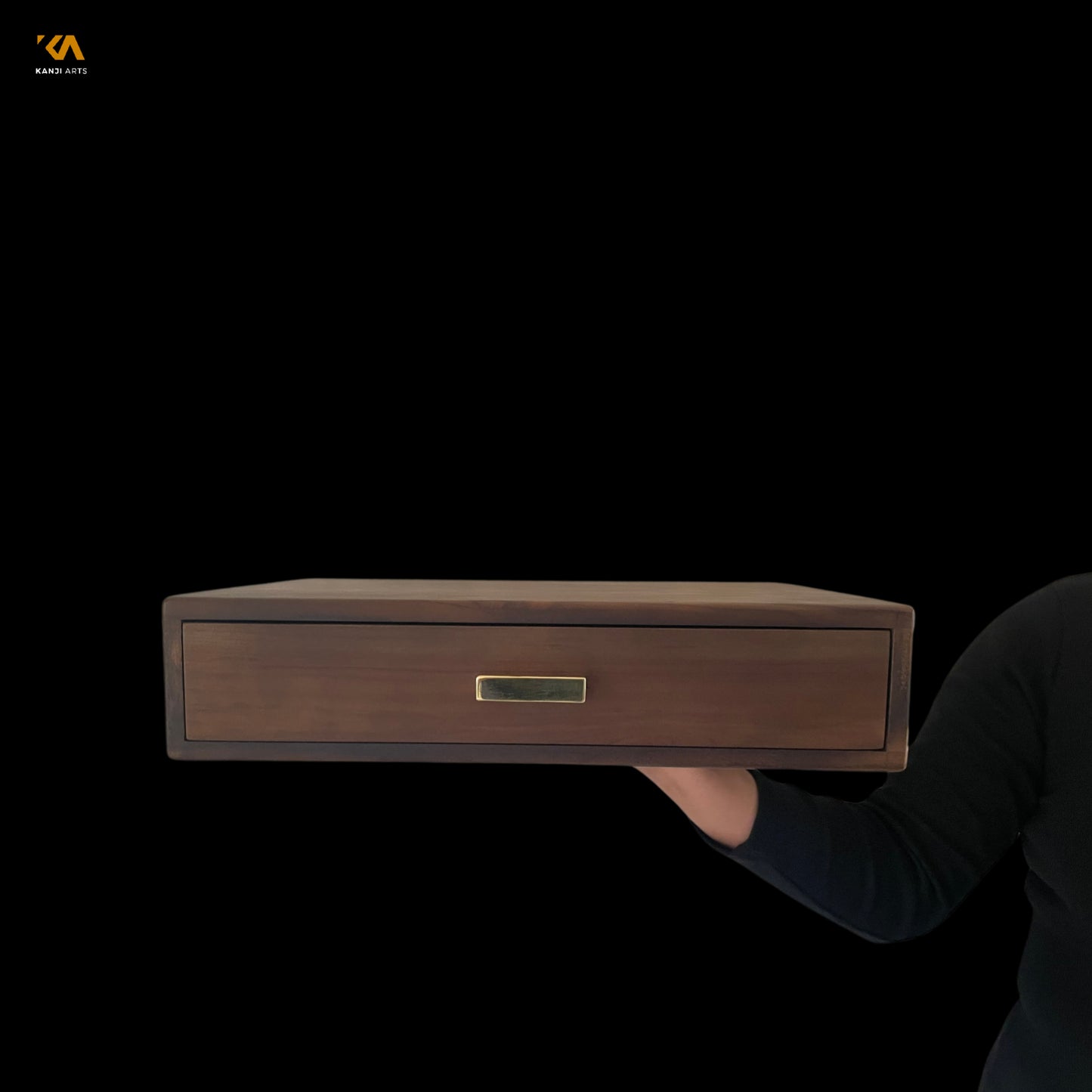 Solid Wood Desk Storage Box, Walnut Finish Storage Box, File Storage
